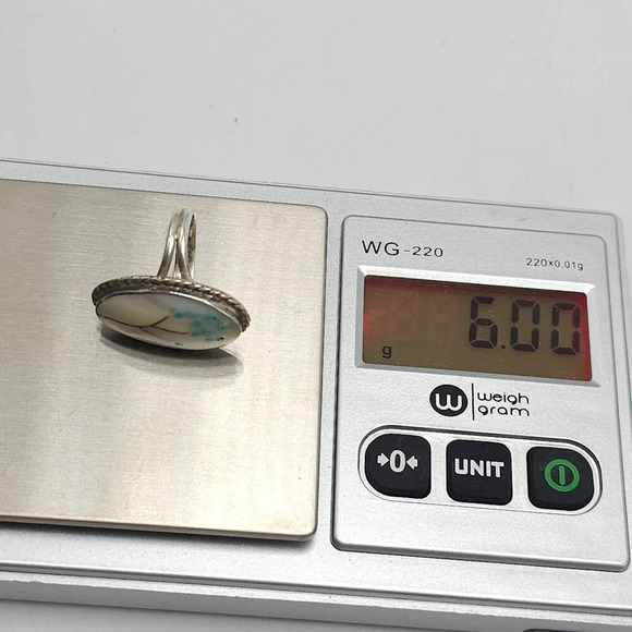 Vintage Zuni Artisan Sterling Silver Mother Of Pearl Floral Inlay Ring Size 5 - Picture 6 of 6